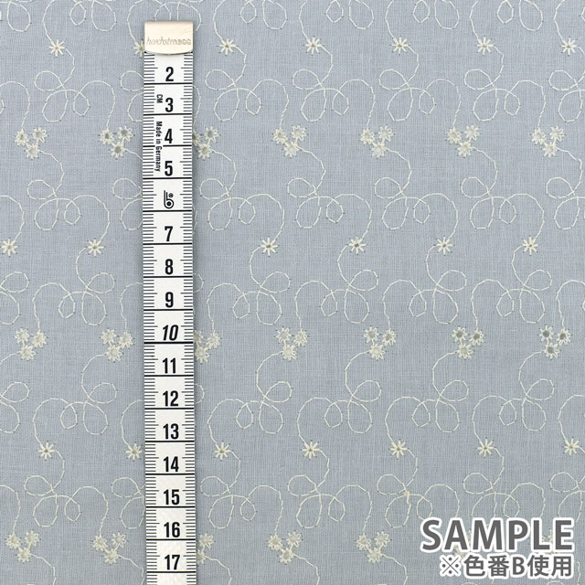 生地 クレンゼ ダブルガーゼ刺繍(YO1990) B.ブルーグレー 99Zz99_