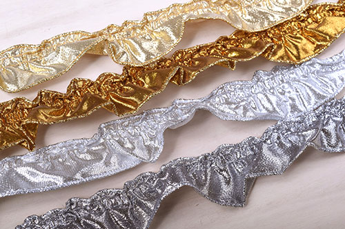 ラメフリルレース(2100-F) 約3cm幅 5.G/Gゴールド 07Ac99_