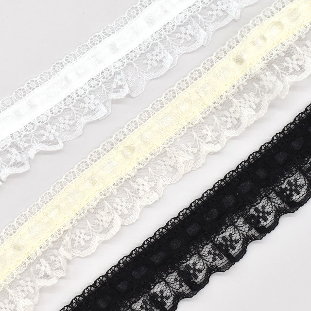 ラッセルフリルギャザーレース ヨーロピアン(220162) 3.アイボリー 07Ac99_