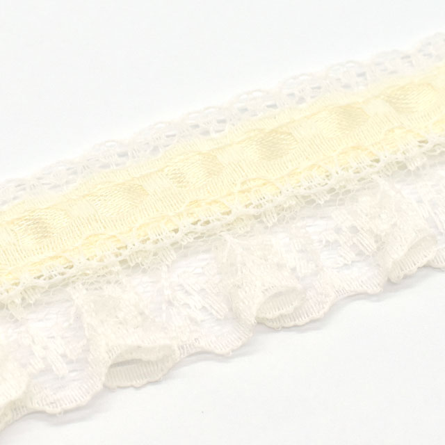 ラッセルフリルギャザーレース ヨーロピアン(220162) 3.アイボリー 07Ac99_