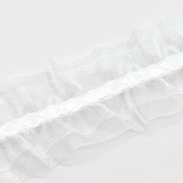 両山オーガンジーフリルレース(5511F) 1.ホワイト 07Ac99_