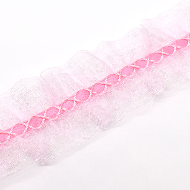 両山オーガンジーフリルレース(5511F) 2.ピンク 07Ac99_