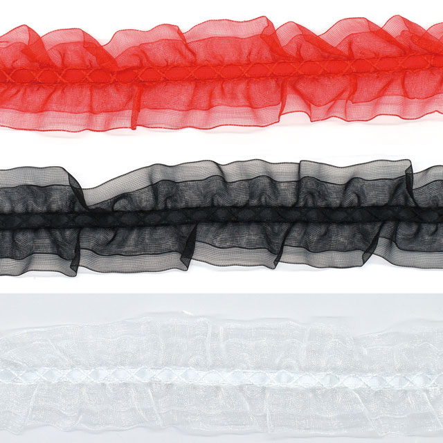 両山オーガンジーフリルレース(5511F) 2.ピンク 07Ac99_