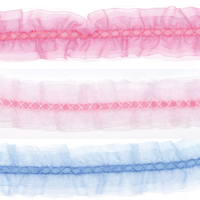 両山オーガンジーフリルレース(5511F) 2.ピンク 07Ac99_