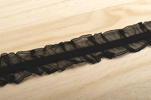 ストレッチレース SHINDO ダブルフリルストレッチ(5524) 約3.1cm幅 50.黒 07Ac99_