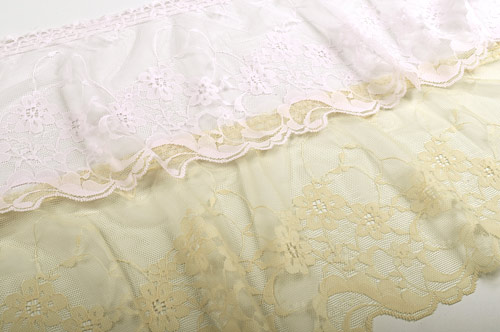 ラッセルフリルギャザーレース(60003) 約15cm幅 9.赤 07Ac99_