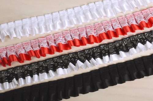 サテンフリルレース(6251FQ) 約3.5cm幅 2.ライトイエロー×白 07Ac99_