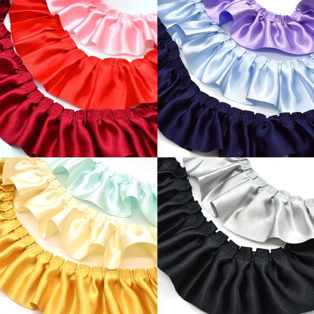 太幅サテンボックスフリルレース(650BF) 21.ゴールドイエロー 07Ac99_