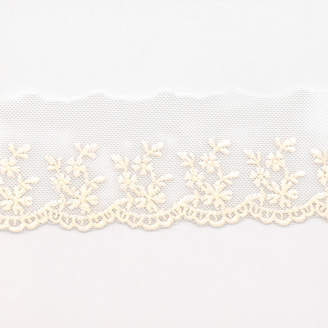 綿刺しゅうチュールレース フラワー(67501) 0.生成 07Ac99_