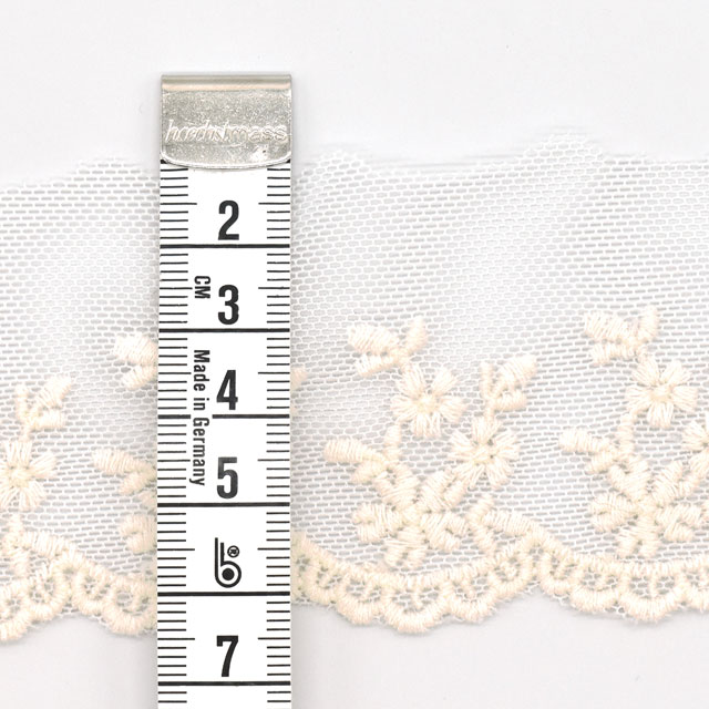 綿刺しゅうチュールレース フラワー(67501) 0.生成 07Ac99_