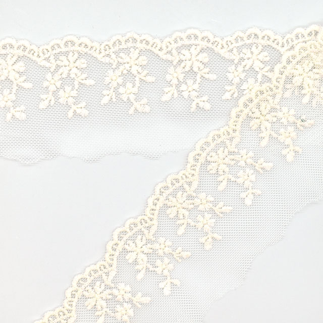 綿刺しゅうチュールレース フラワー(67501) 0.生成 07Ac99_
