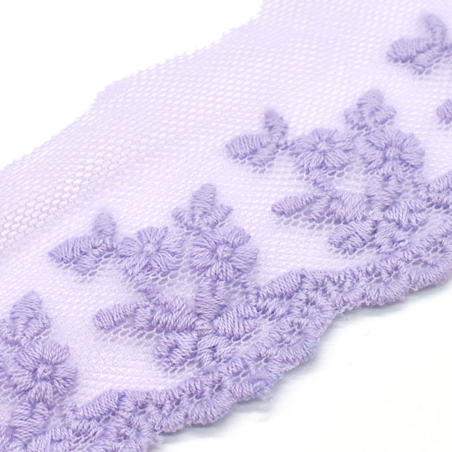 綿刺しゅうチュールレース フラワー(67501C) 81.パープル 07Ac99_