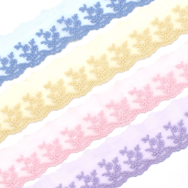 綿刺しゅうチュールレース フラワー(67501) 0.生成 07Ac99_