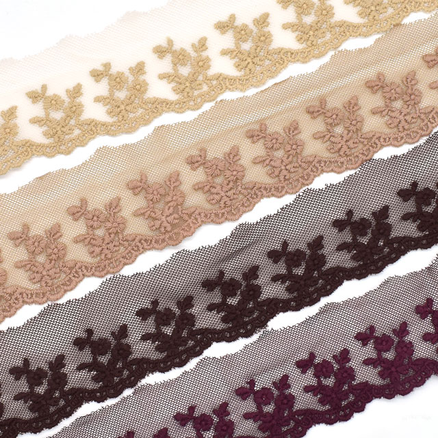 綿刺しゅうチュールレース フラワー(67501) 0.生成 07Ac99_