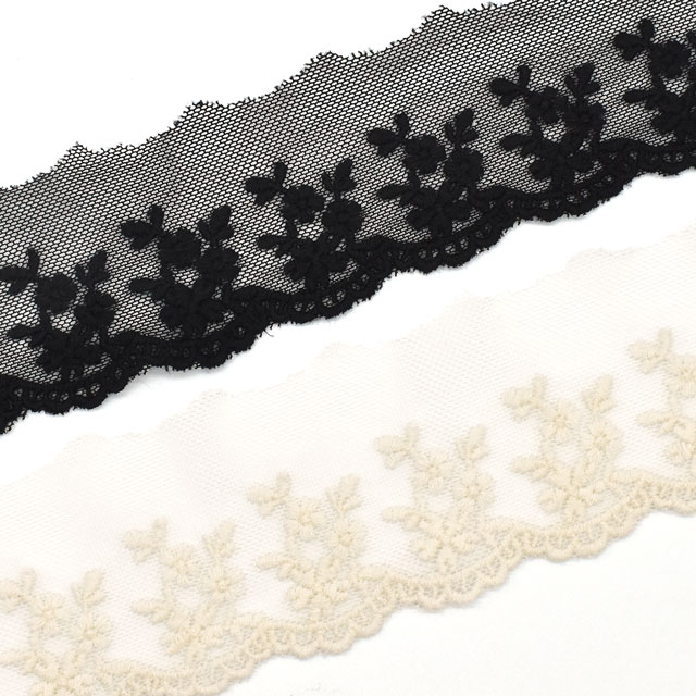 綿刺しゅうチュールレース フラワー(67501) 0.生成 07Ac99_