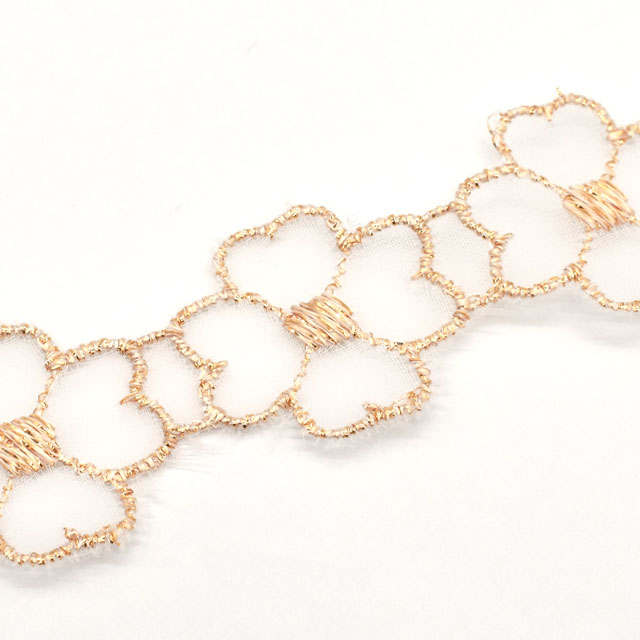 ラメモチーフオーガンジーレース 4枚花(873000) ゴールド 07Ac99_