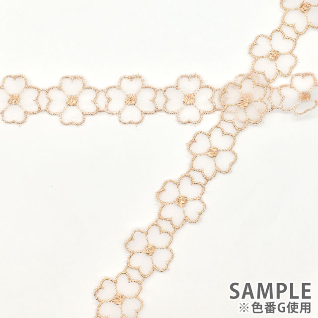 ラメモチーフオーガンジーレース 4枚花(873000) シルバー 07Ac99_