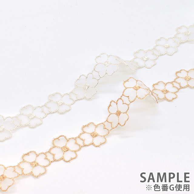 ラメモチーフオーガンジーレース 4枚花(873000) シルバー 07Ac99_