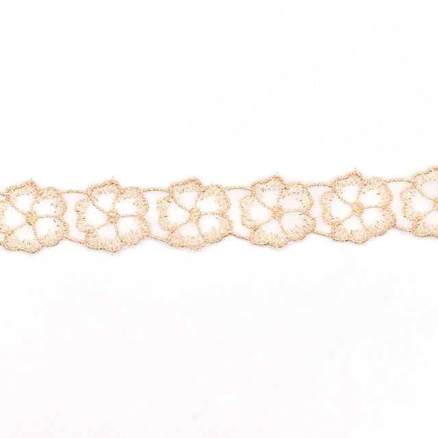 ラメモチーフオーガンジーレース 5枚花 小(873001) ゴールド 07Ac99_