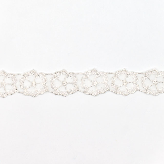 ラメモチーフオーガンジーレース 5枚花 小(873001) シルバー 07Ac99_