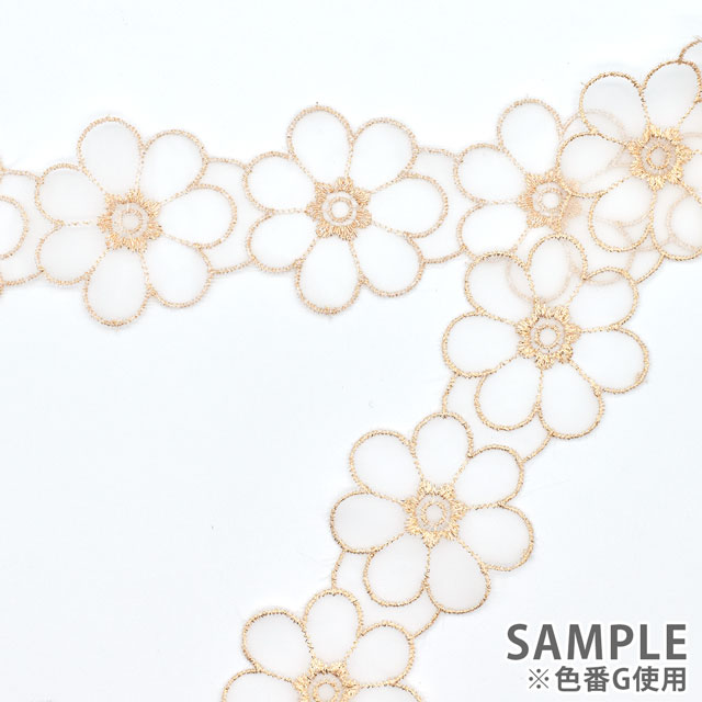 ラメモチーフオーガンジーレース 7枚花 大(873004) シルバー 07Ac99_