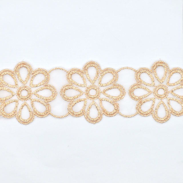 ラメモチーフオーガンジーレース 8枚花 大(873005) ゴールド 07Ac99_