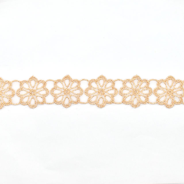 ラメモチーフオーガンジーレース 8枚花 小(873007) ゴールド 07Ac99_