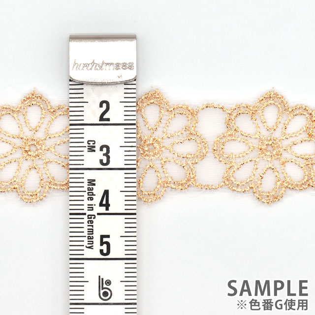 ラメモチーフオーガンジーレース 8枚花 小(873007) ゴールド 07Ac99_