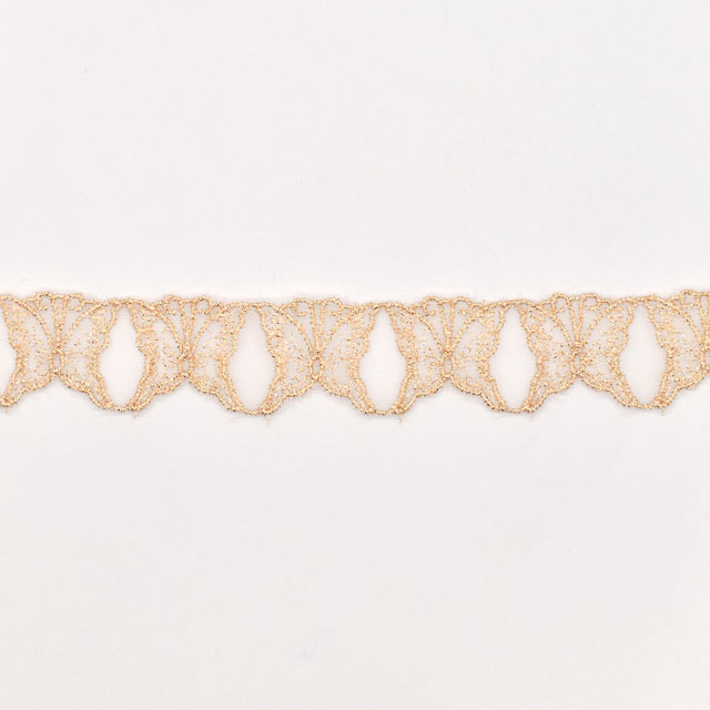 ラメモチーフオーガンジーレース 蝶(873009) ゴールド 07Ac99_