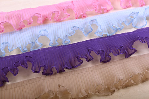 プリーツフリルレース(AS7300) 約3.8cm幅 2.ピンク 07Ac99_