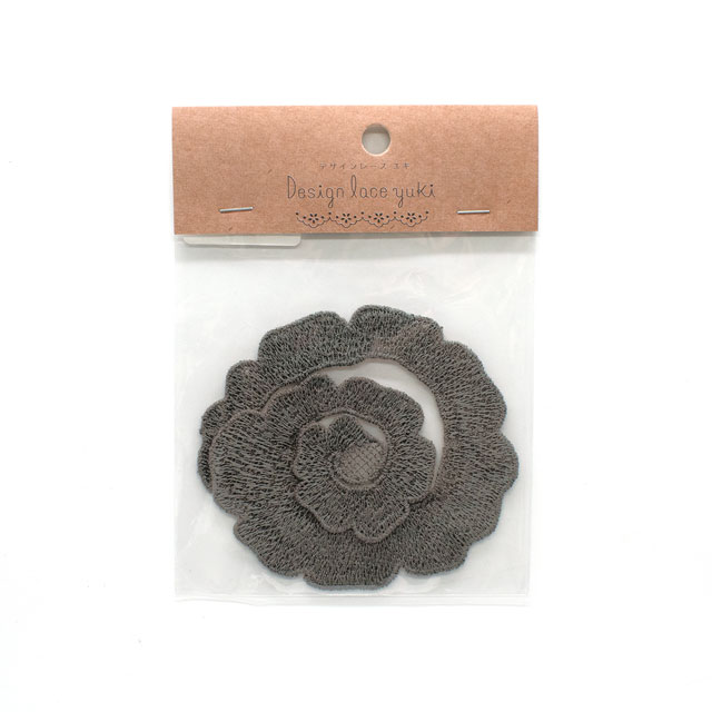デザインレースユキ 綿糸のアップリケ 花びら(36212-C) グレー 1枚入 07Bb99j