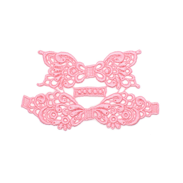 デザインレースユキ レーヨン糸のアップリケ リボン(05697-R) ピンク 1セット入 07Bb99j