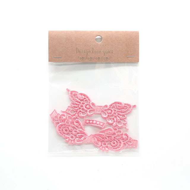 デザインレースユキ レーヨン糸のアップリケ リボン(05697-R) ピンク 1セット入 07Bb99j