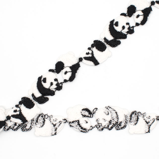 デザインレースユキ ケミカルレース パンダ(05768-CC) 長さ約50cm 黒×白 07Ac99j