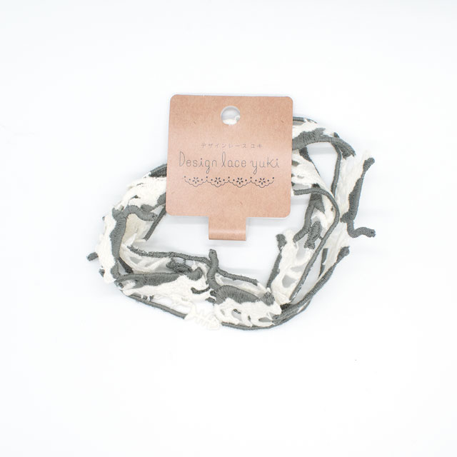 デザインレースユキ ケミカルレース ネコ(05747-CC) 長さ約50cm アイボリー×グレー 07Ac99j