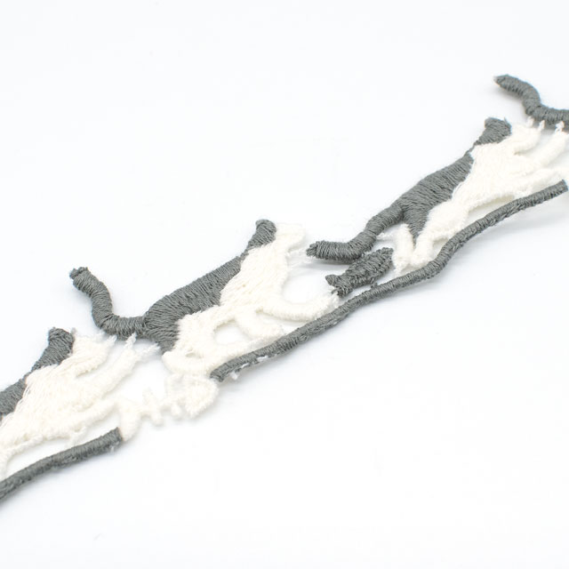 デザインレースユキ ケミカルレース ネコ(05747-CC) 長さ約50cm アイボリー×グレー 07Ac99j