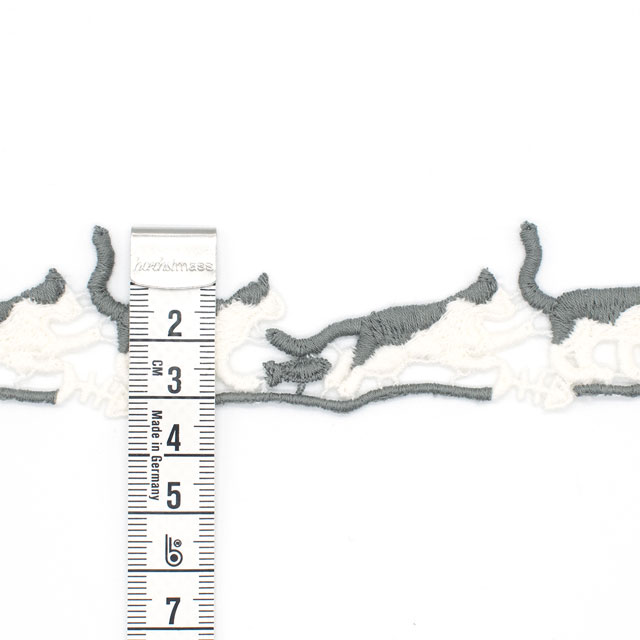 デザインレースユキ ケミカルレース ネコ(05747-CC) 長さ約50cm アイボリー×グレー 07Ac99j