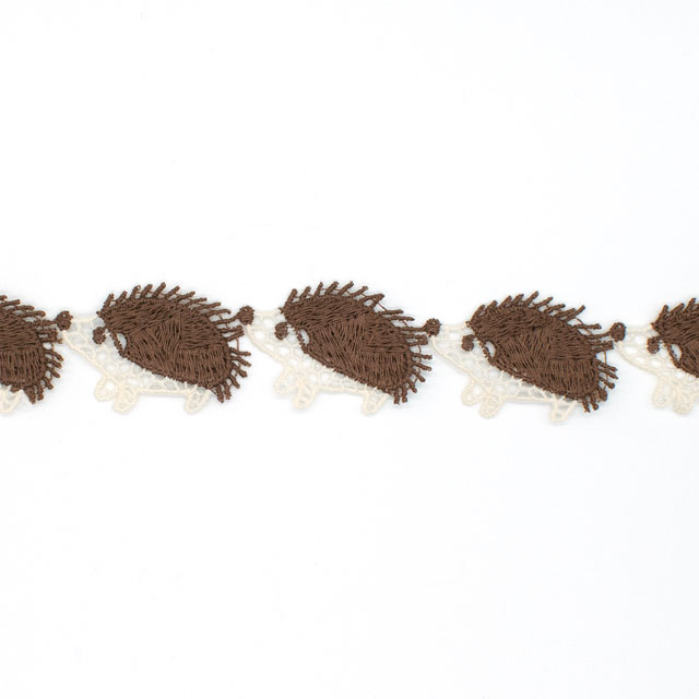 デザインレースユキ ケミカルレース ハリネズミ2色(05713-CC) 長さ約50cm ライトベージュ×こげ茶 07Ac99j