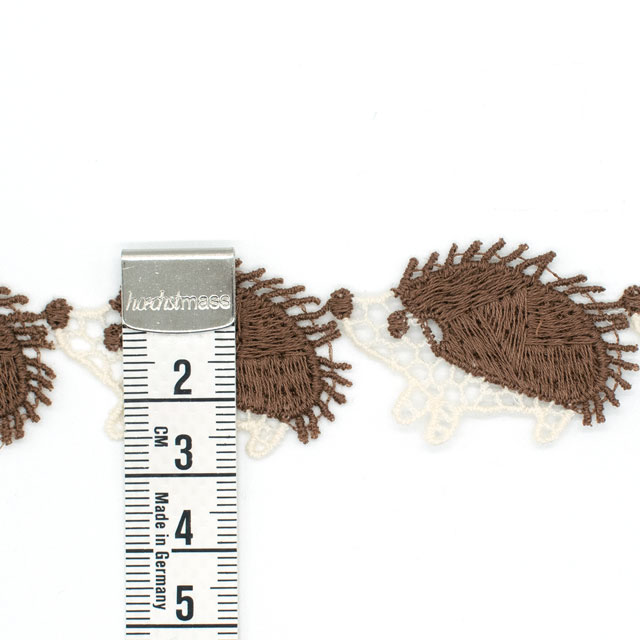 デザインレースユキ ケミカルレース ハリネズミ2色(05713-CC) 長さ約50cm ライトベージュ×こげ茶 07Ac99j