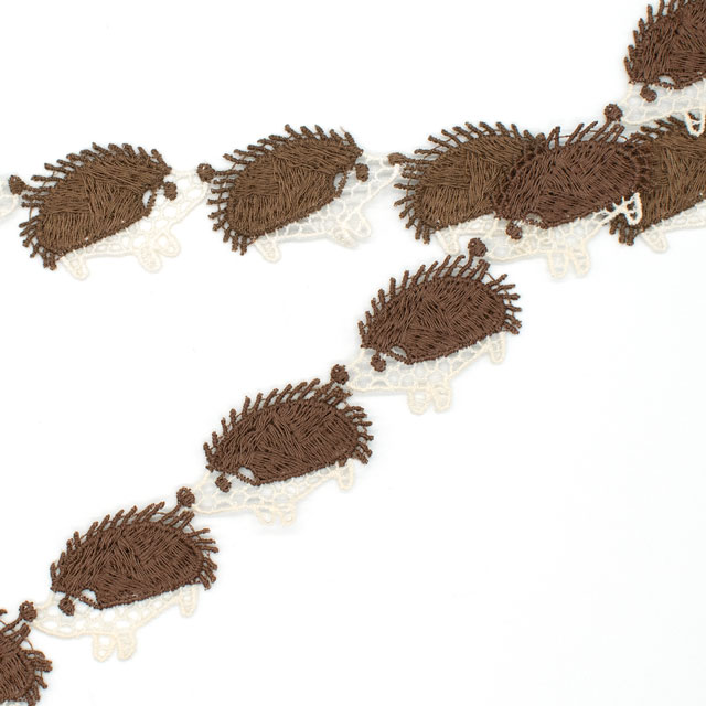 デザインレースユキ ケミカルレース ハリネズミ2色(05713-CC) 長さ約50cm ライトベージュ×こげ茶 07Ac99j