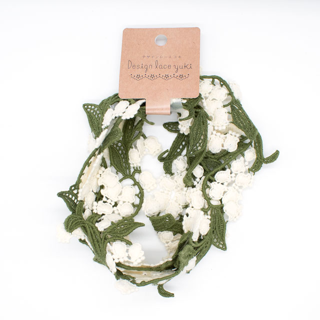 デザインレースユキ ケミカルレース スズラン2色(05742-CC) 長さ約1m 白×緑 07Ac99j