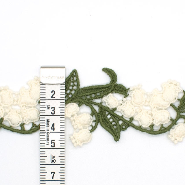 デザインレースユキ ケミカルレース スズラン2色(05742-CC) 長さ約1m 白×緑 07Ac99j