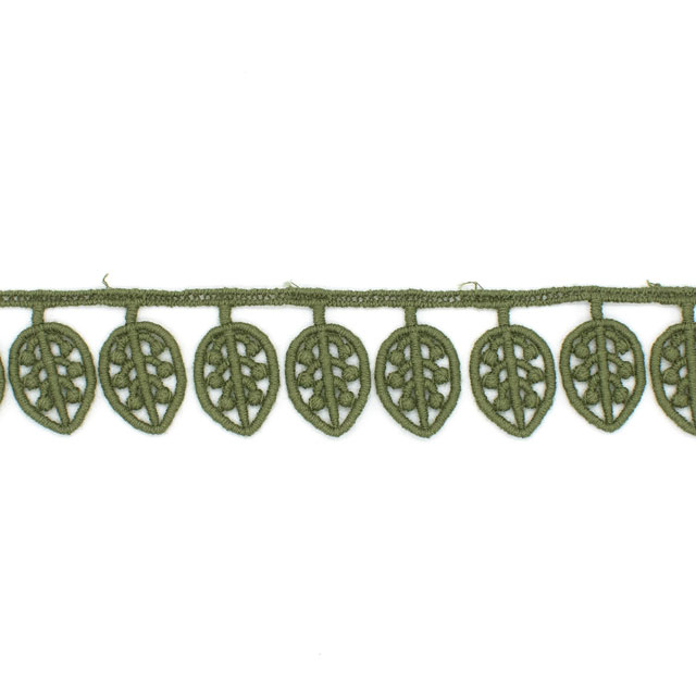 デザインレースユキ ケミカルレース 葉っぱ(11454-CC) 長さ約1m 緑 07Ac99j