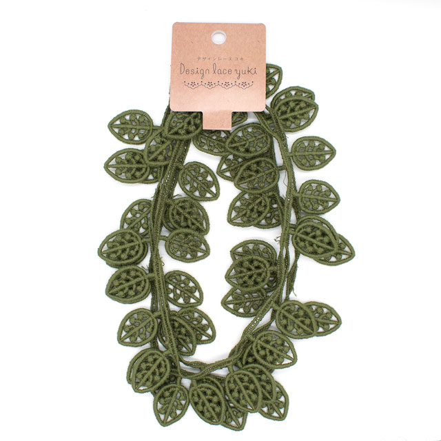デザインレースユキ ケミカルレース 葉っぱ(11454-CC) 長さ約1m 緑 07Ac99j