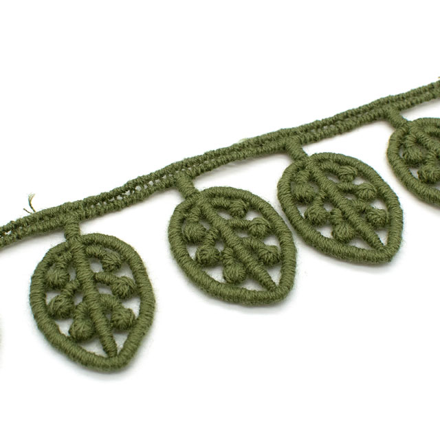 デザインレースユキ ケミカルレース 葉っぱ(11454-CC) 長さ約1m 緑 07Ac99j