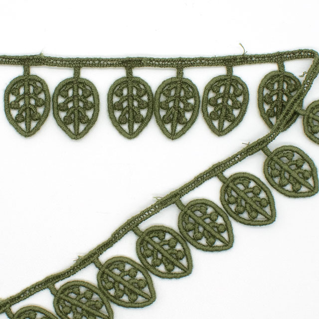 デザインレースユキ ケミカルレース 葉っぱ(11454-CC) 長さ約1m 緑 07Ac99j