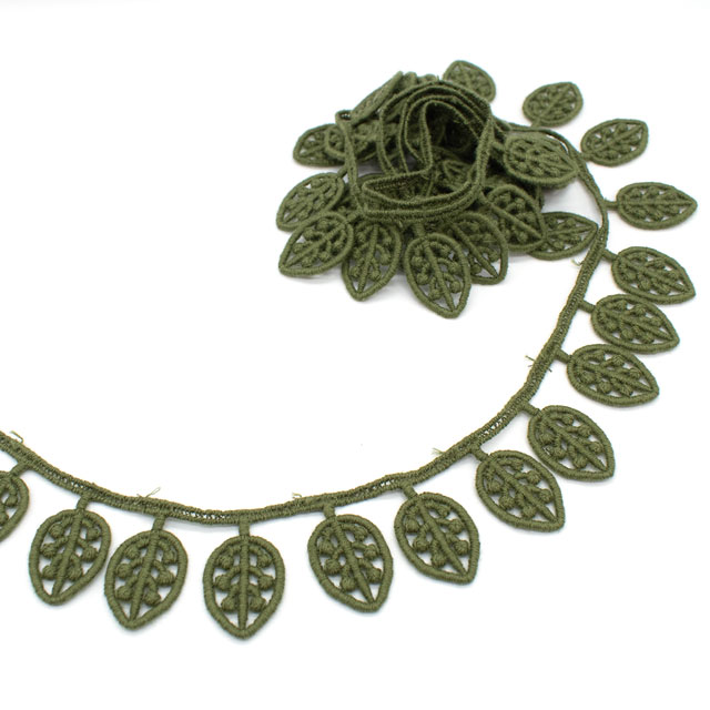 デザインレースユキ ケミカルレース 葉っぱ(11454-CC) 長さ約1m 緑 07Ac99j