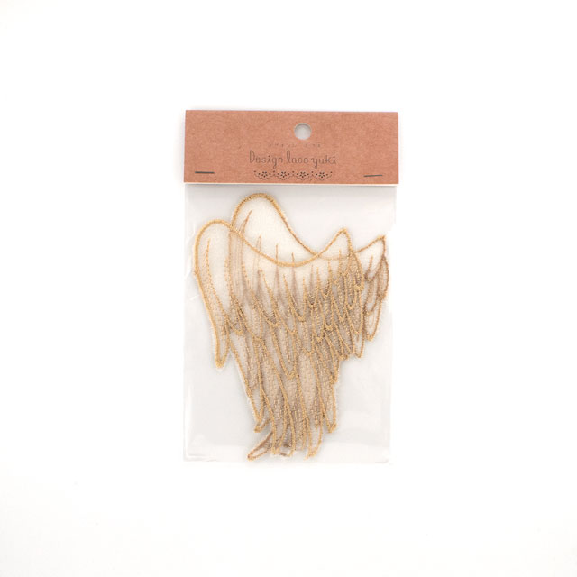 デザインレースユキ オーガンジーモチーフ 天使の羽(05730-OG) オフ白/ゴールドブラウン 1組入 07Bb99j