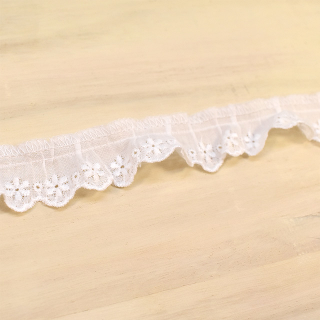 綿ギャザーレース(MO38) 約1.5cm幅 1.白 07Ac99_