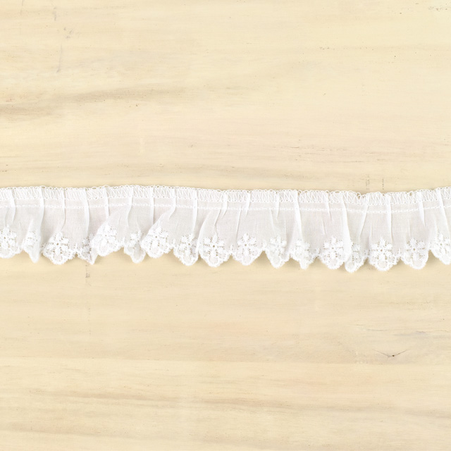 綿ギャザーレース(MO43) 約2.1cm幅 1.白 07Ac99_